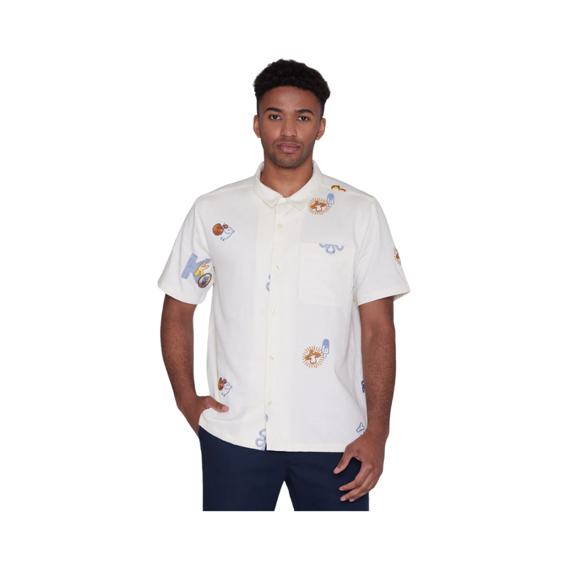 Box Fit SS Embroidery Shirt - White