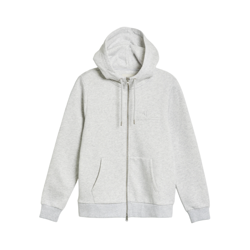 Tonal Shield Zip Hoodie - 080 Pale Grey Melange