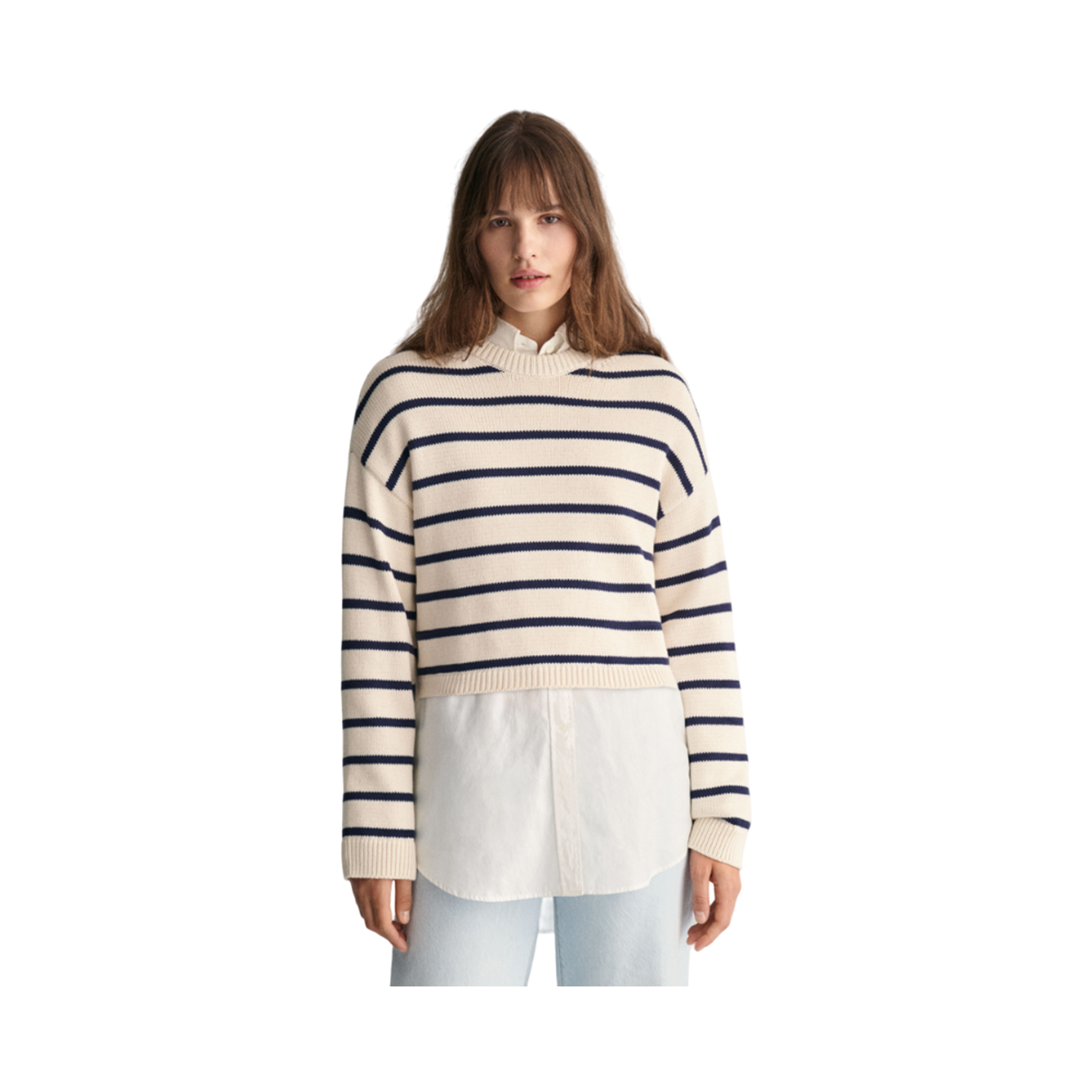 Striped Crewneck - White