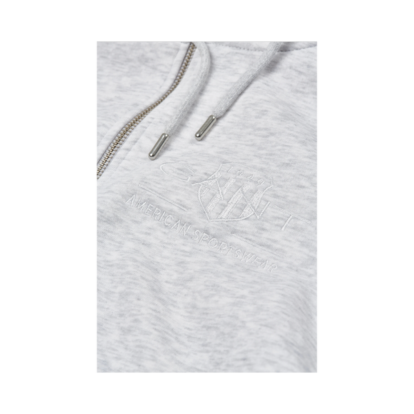 Tonal Shield Zip Hoodie - 080 Pale Grey Melange