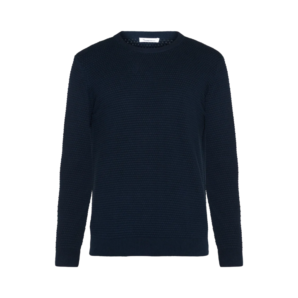 Vagn Reg Bubble Knit Crew Neck - Blue