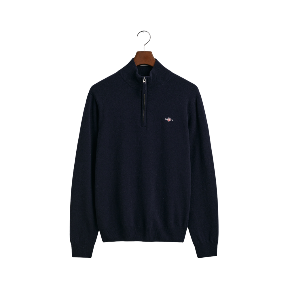 Superfine Lambswool Half Zip - Blue