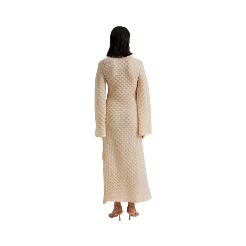 Sylvie Fitted Knitted Maxi Kaftan - Beige