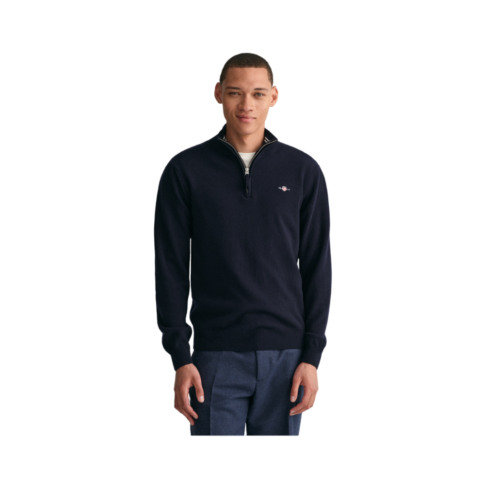 Superfine Lambswool Half Zip - Blue