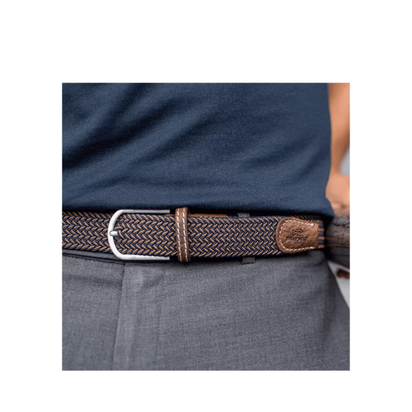 WOVEN ELASTIC BELT - TWO-TONED - Brown