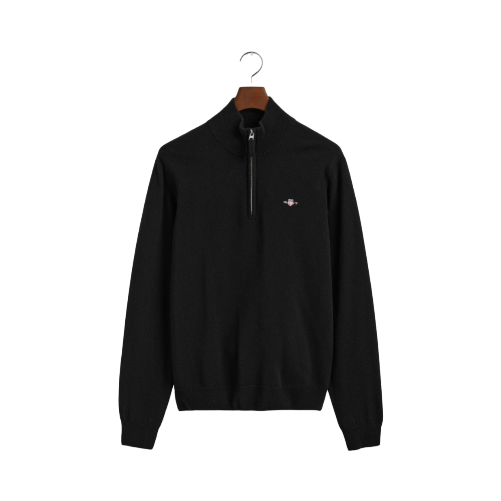 Superfine Lambswool Half Zip - Black