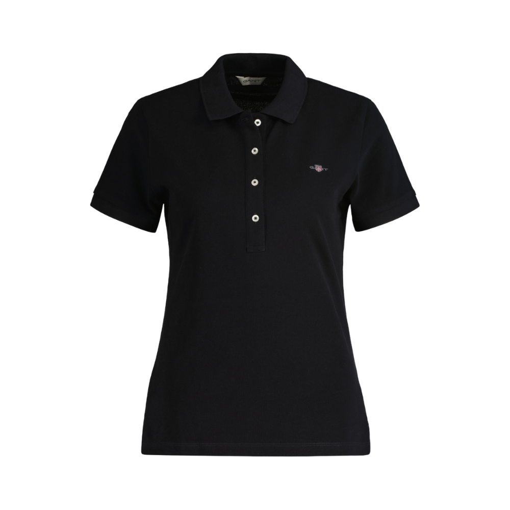 Slim Shield Cap Sleeve Pique Polo - Black