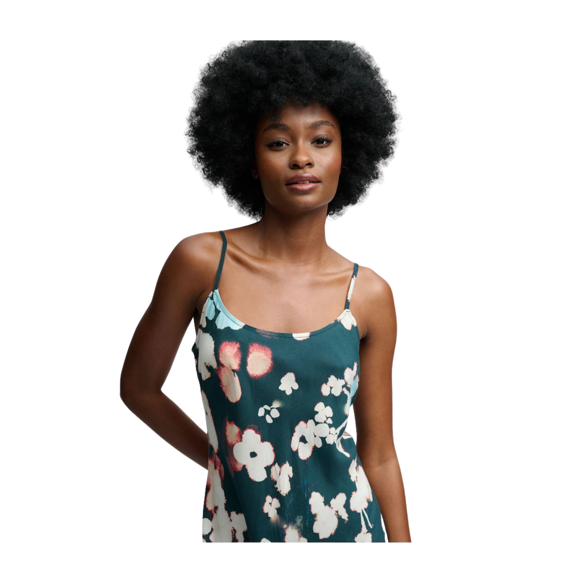 Printed Maxi Slip Dress - Ink Cherry Blossom