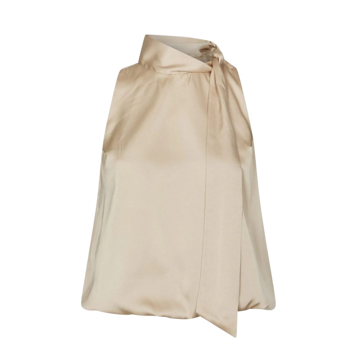 Veda Drapy Satin Top - Dark Sand