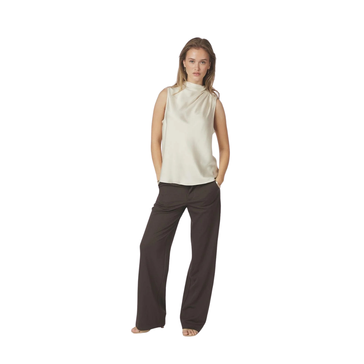 Isola Drapy Satin Top - Creme