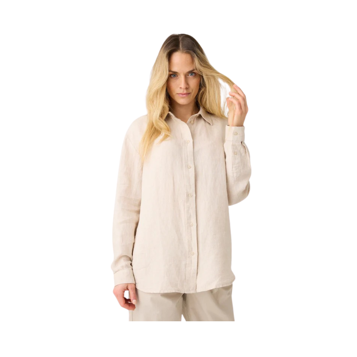 Loose Linen Shirt - Light Feather Gray