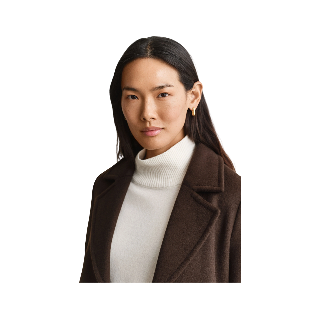 Belted Wool Blend Coat - Deep Brown