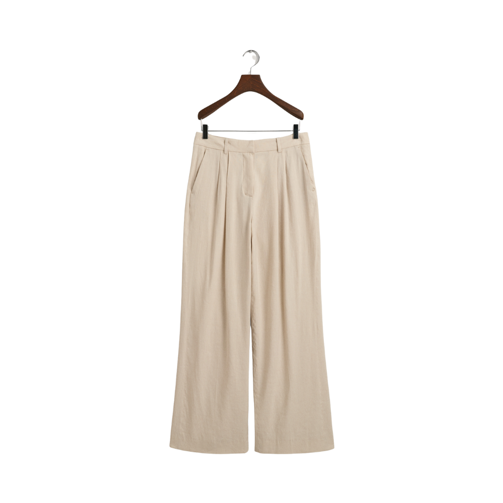 Relaxed Stretch Linen Tailored Pant - Beige