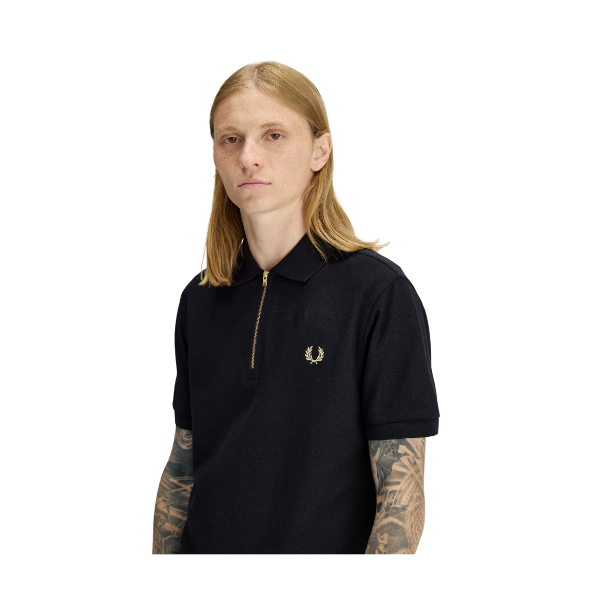 Stripe Tape Polo Shirt - Black/Champagne