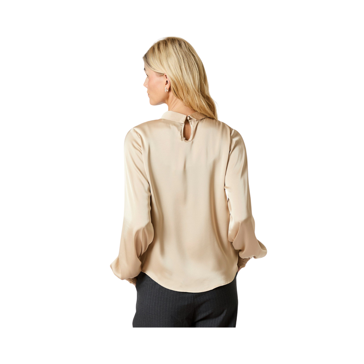 Fairy Drapy Satin Blouse - Beige