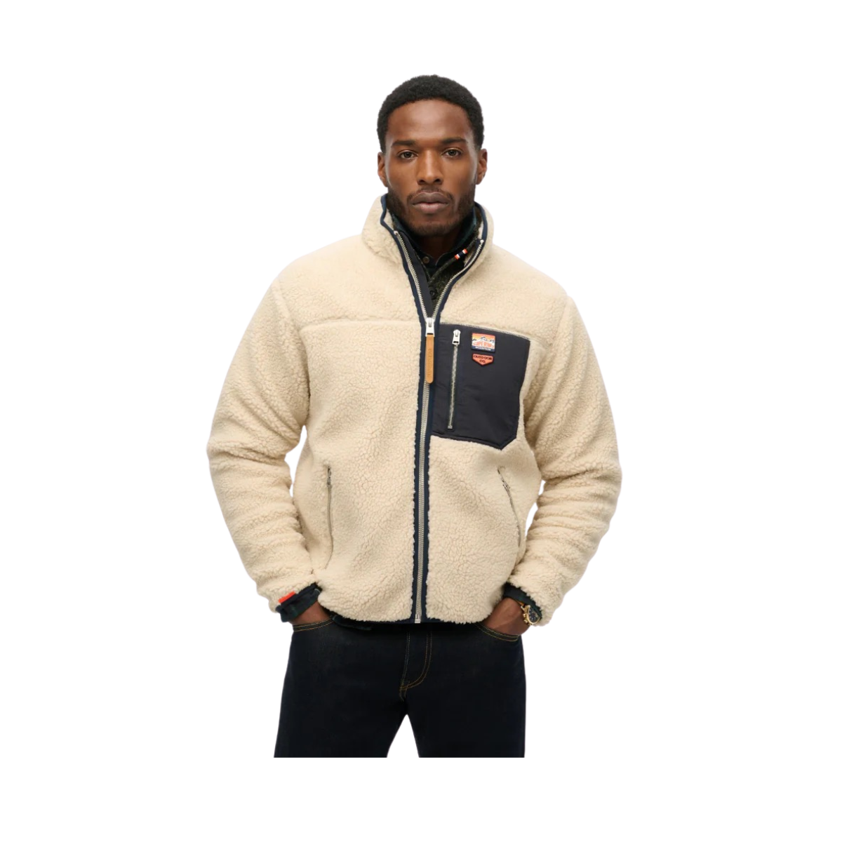 Vintage Retro Full Zip Fleece - 1LG Oatmeal Beige