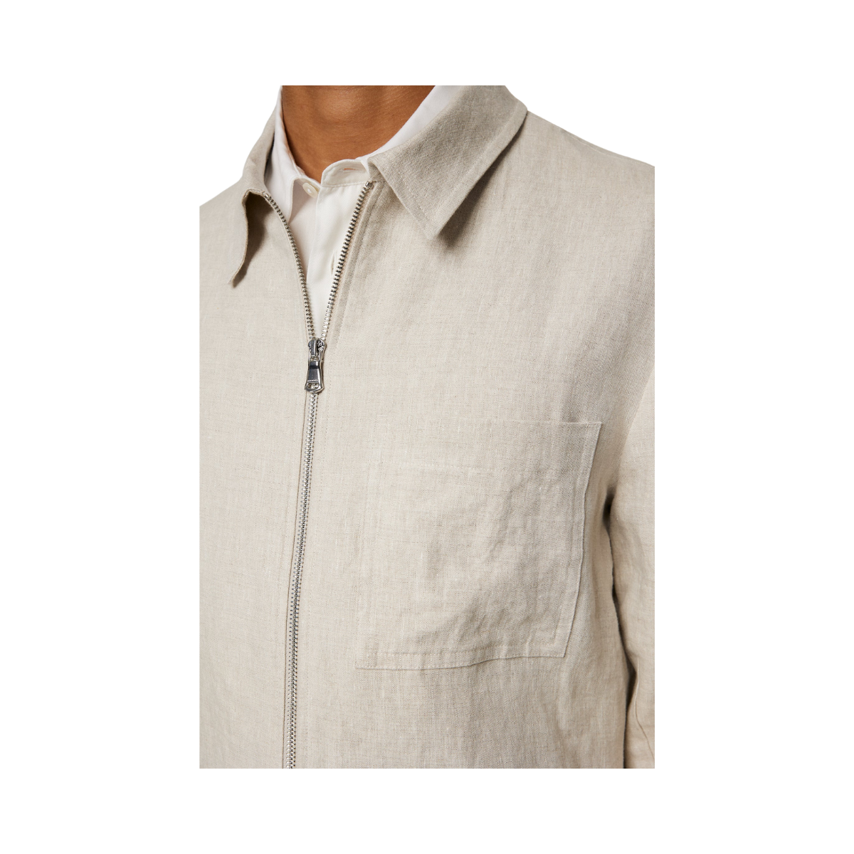 Julius Drape Linen Overshirt - Moonbeam
