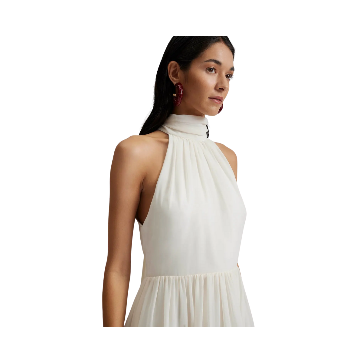 Fern Halterneck Ruffled Mini Dress - White