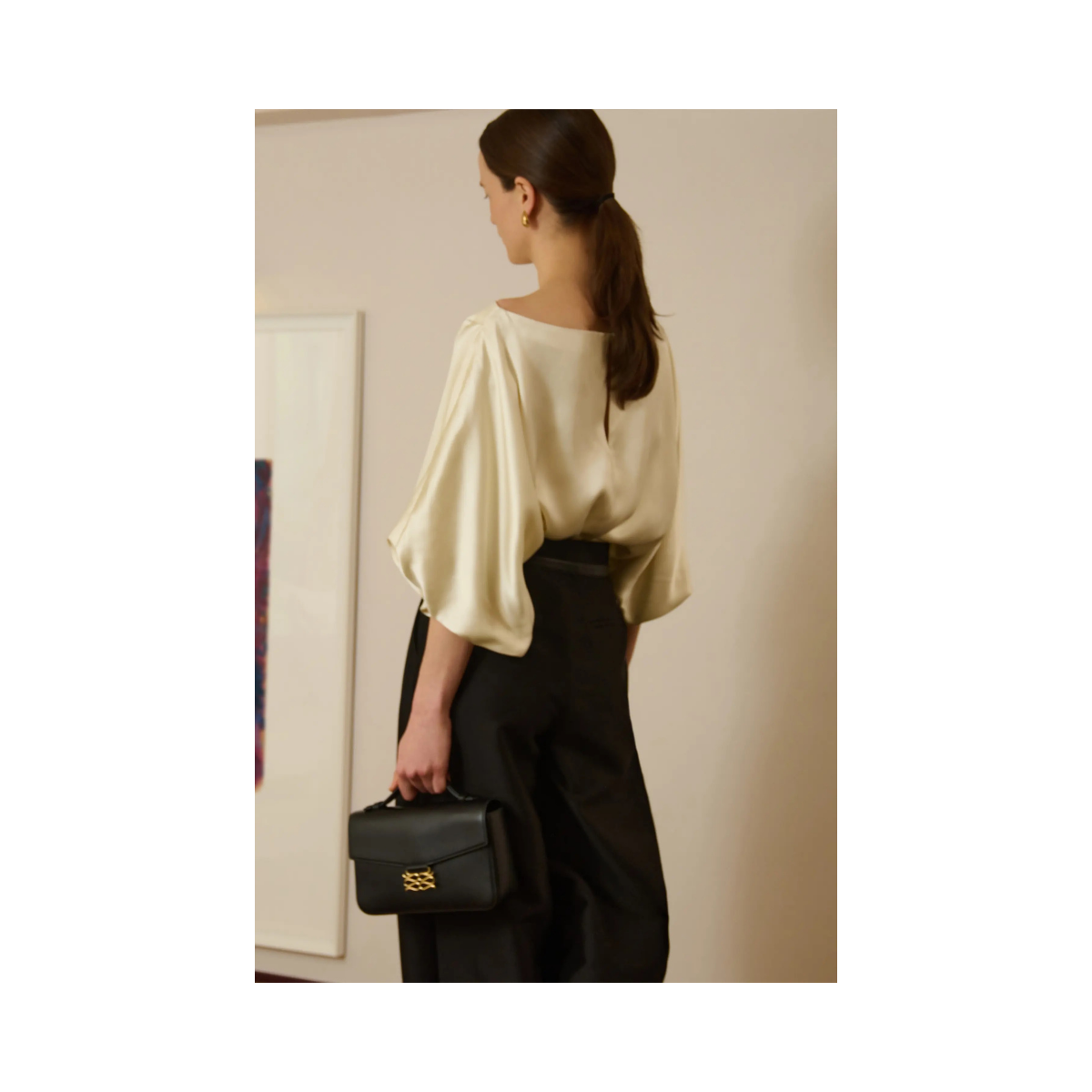 Havanna Boat-Neck Puff-Sleeve Blouse - Pearl