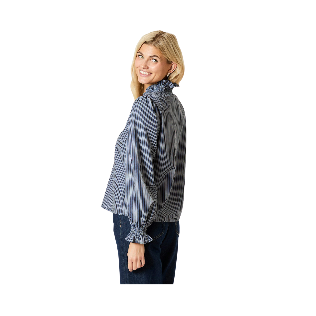 Brielle Twill Stripe Shirt - Blue