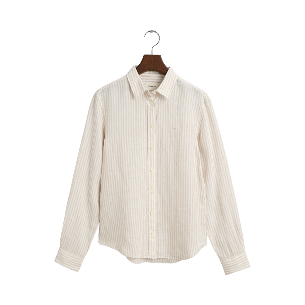 REG LINEN STRIPE SHIRT - Beige