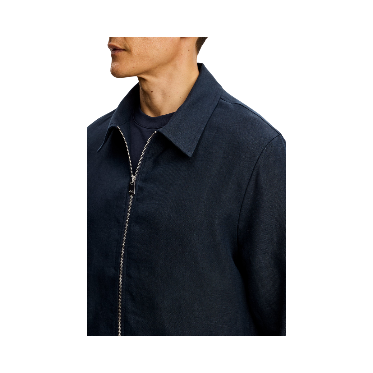 Julius Drape Linen Overshirt - JL Navy