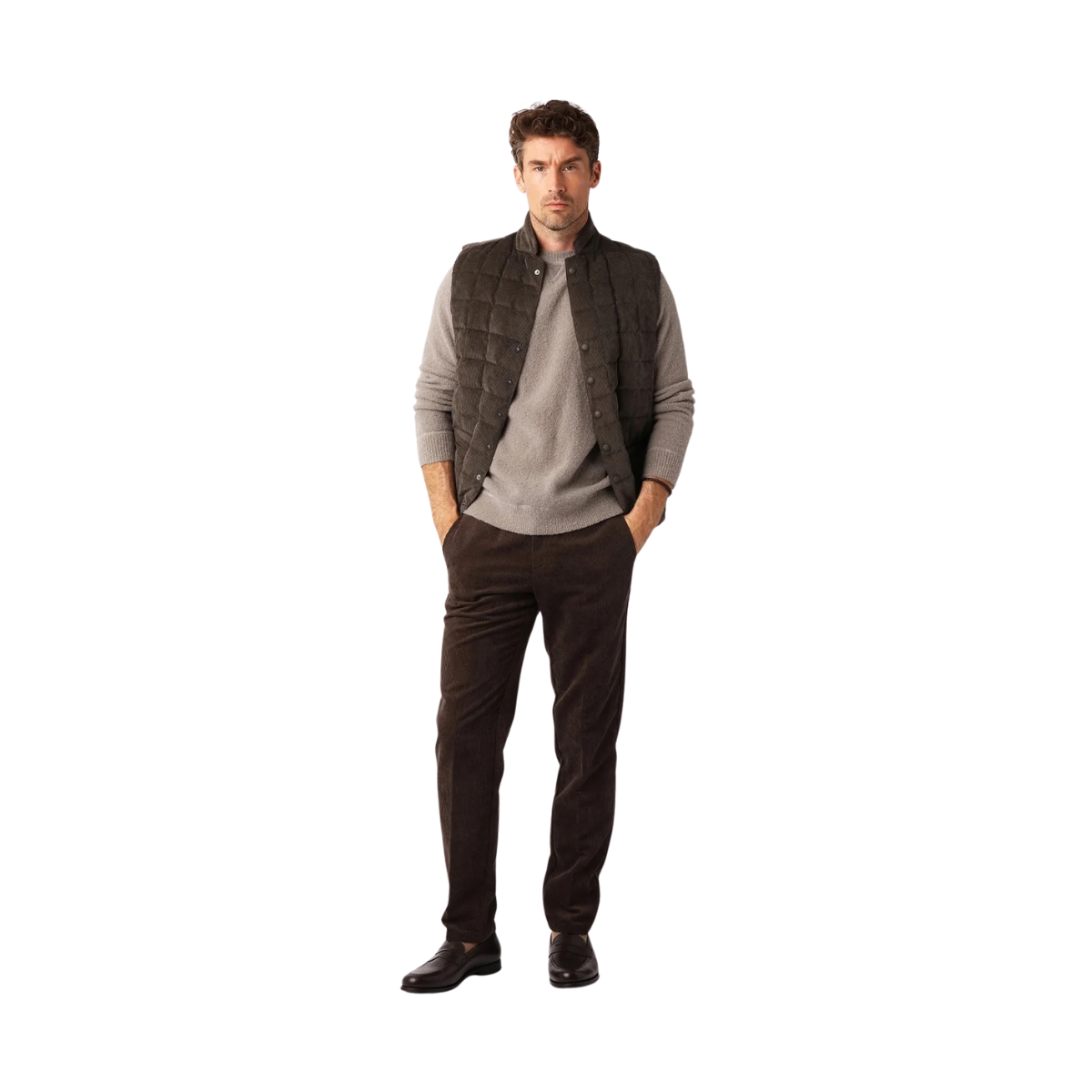 Tech Cord Vest - Chocolate