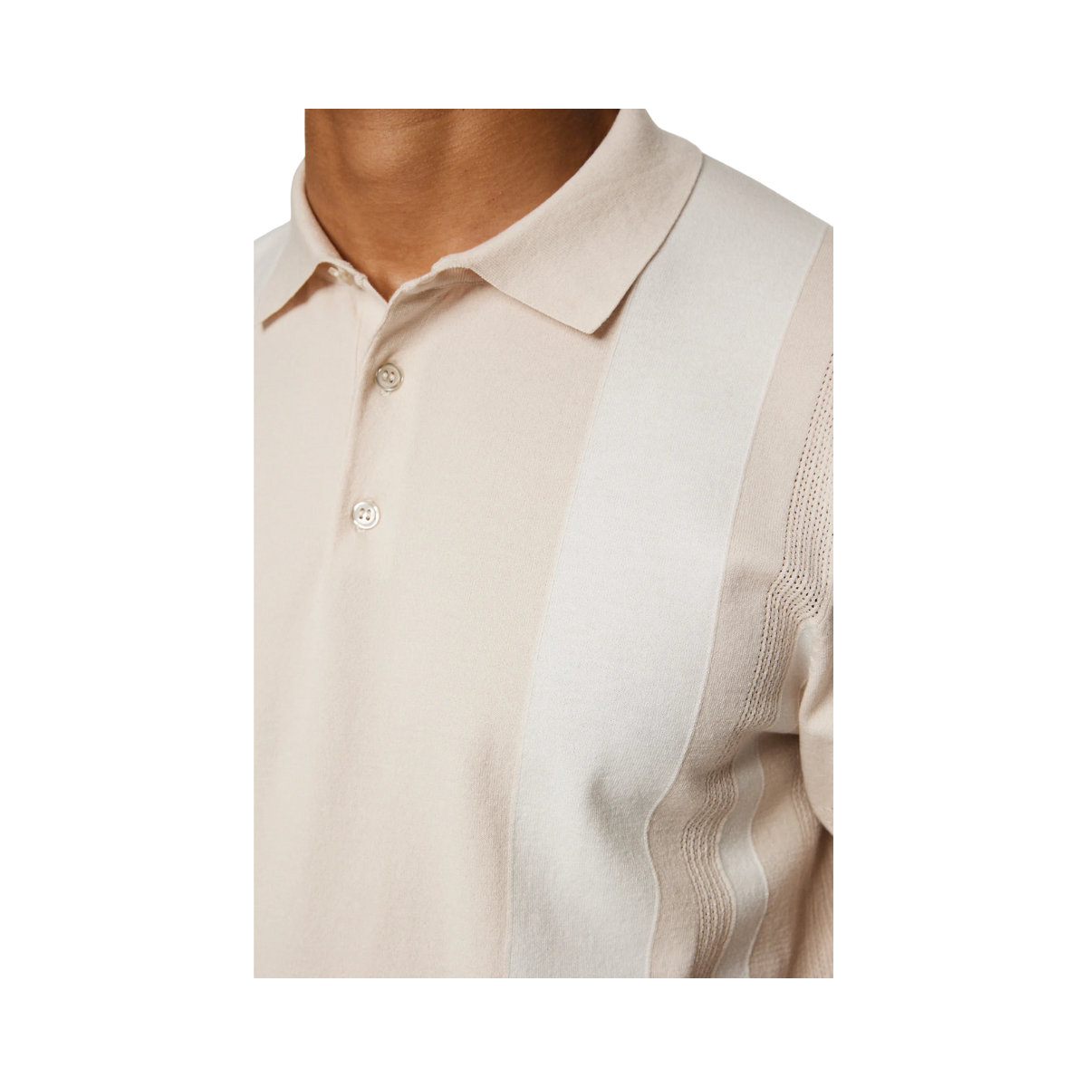 Reymond Stripe Knit Polo - Moonbeam