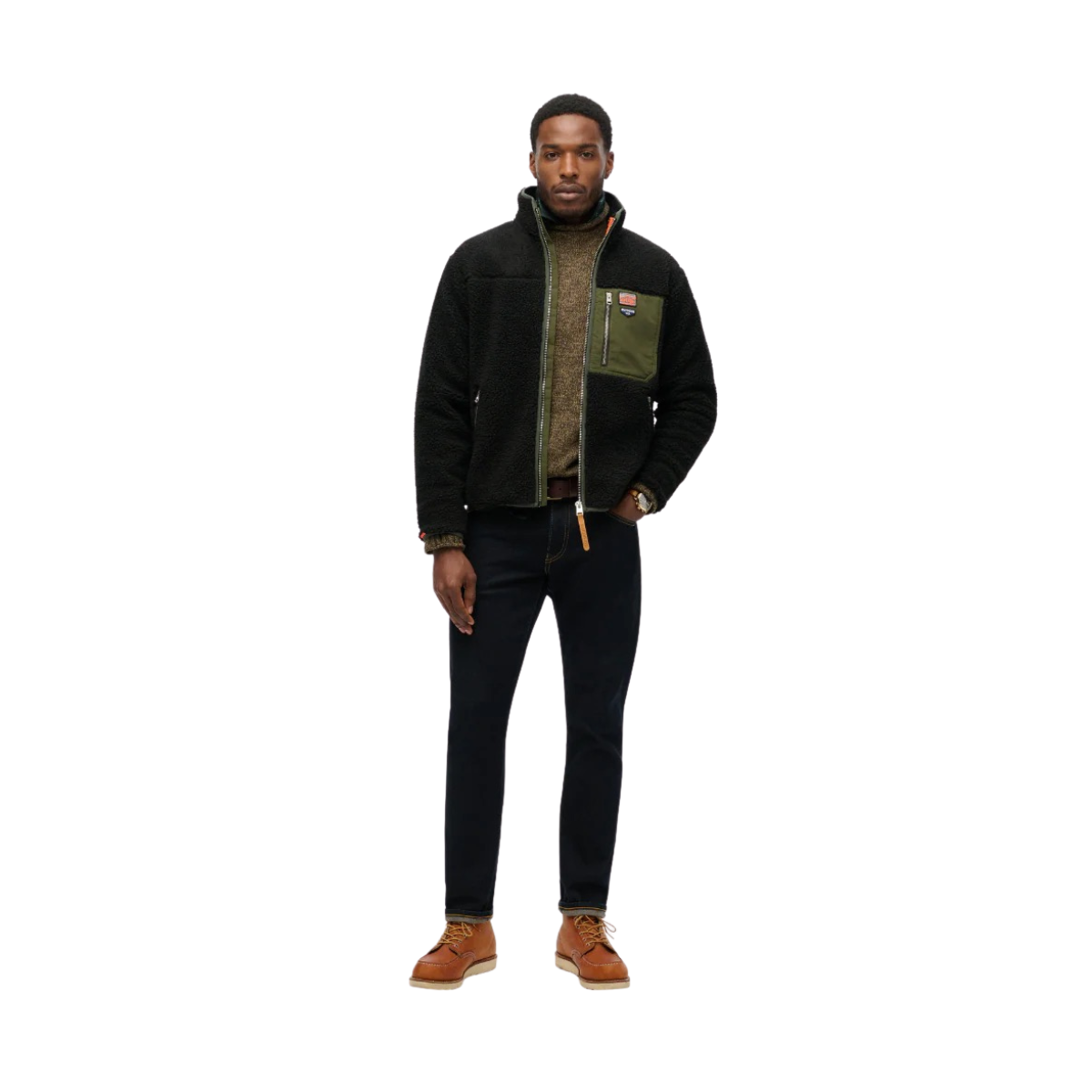Vintage Retro Full Zip Fleece - 02a black