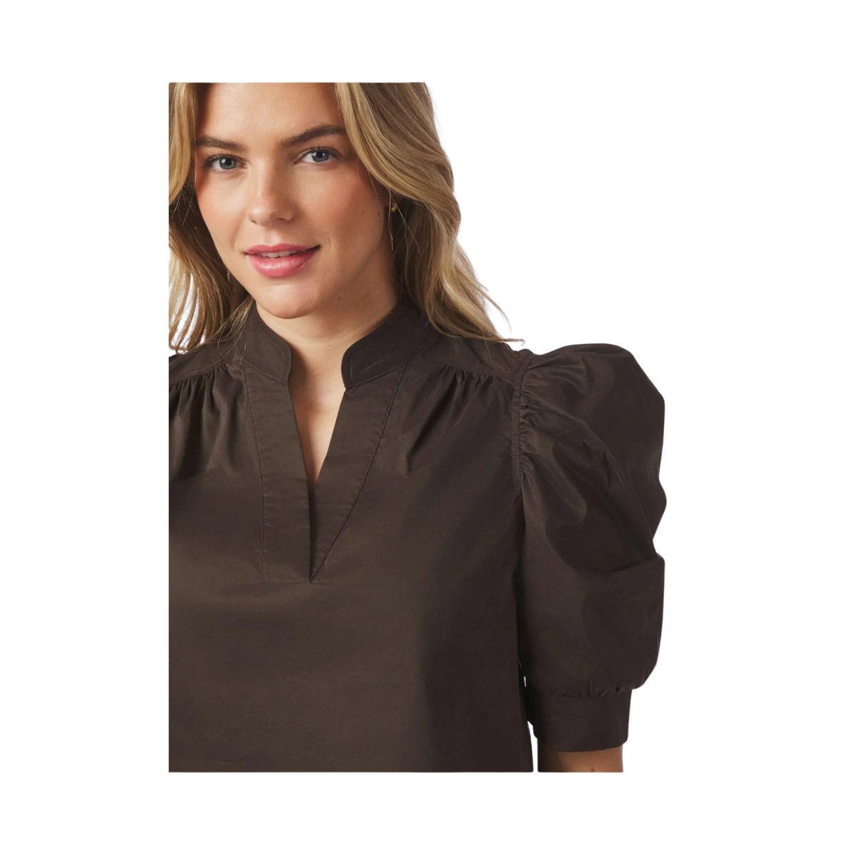 Roella Poplin Blouse - Chocolate Brown