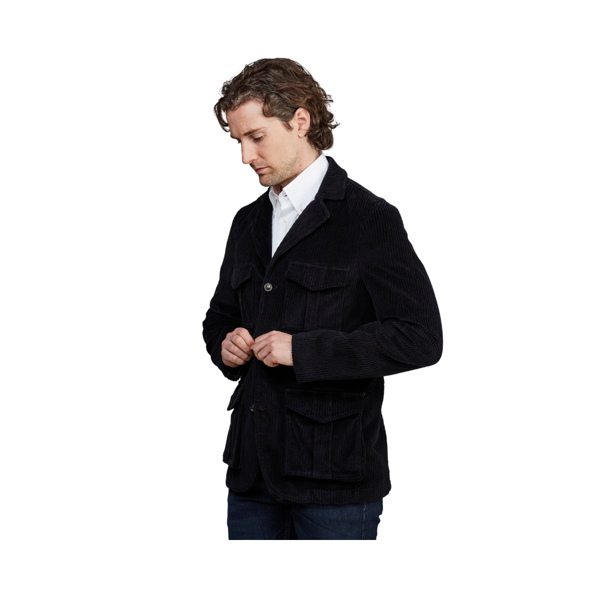 Corduroy Safari Jacket - Navy
