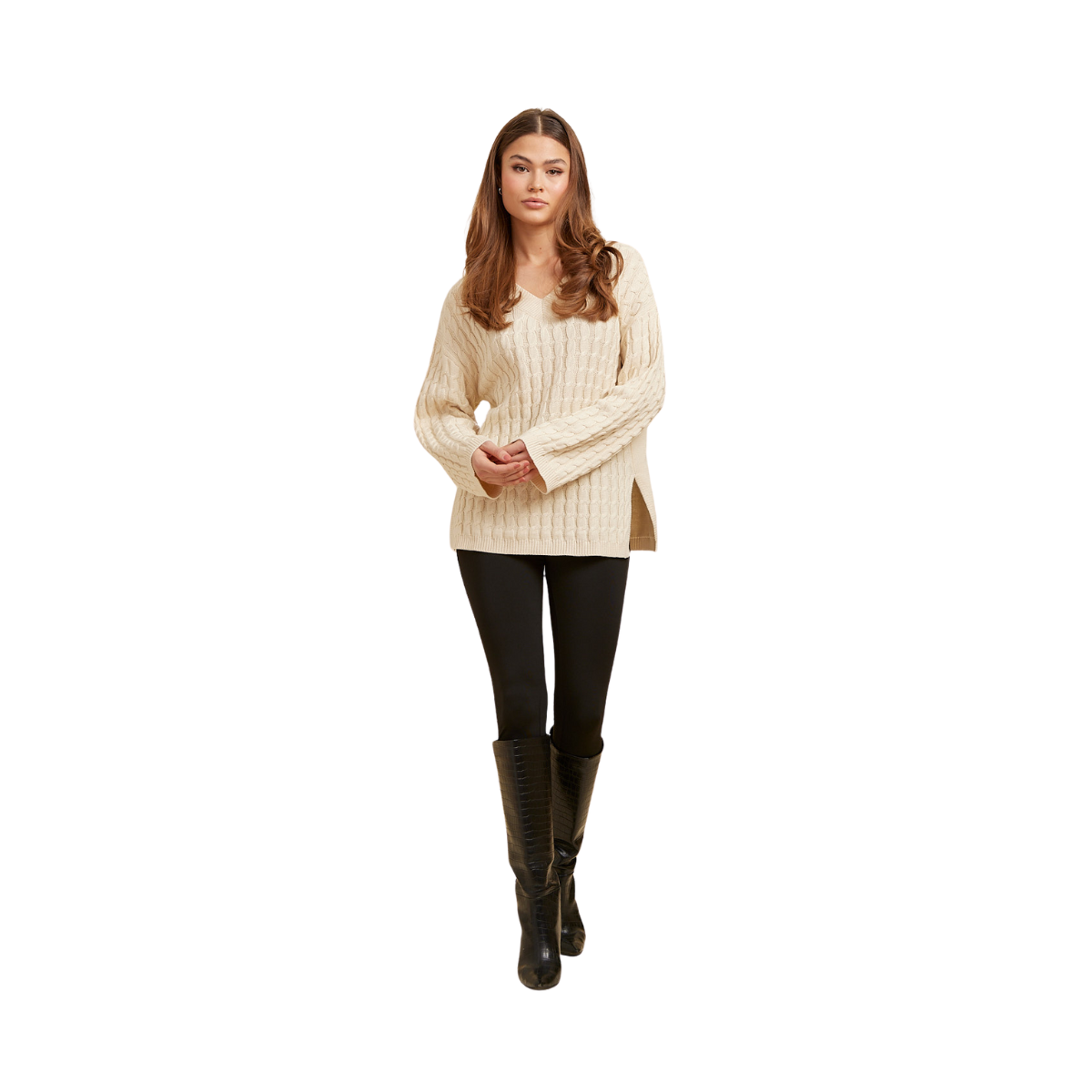 Hazel Cable Knit - Beige