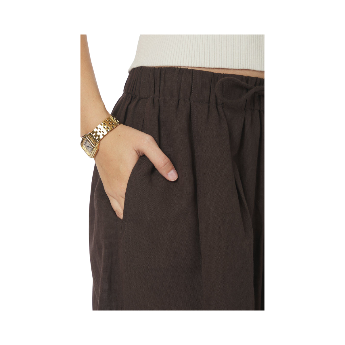 Prina Linen Pants - Dark Brown