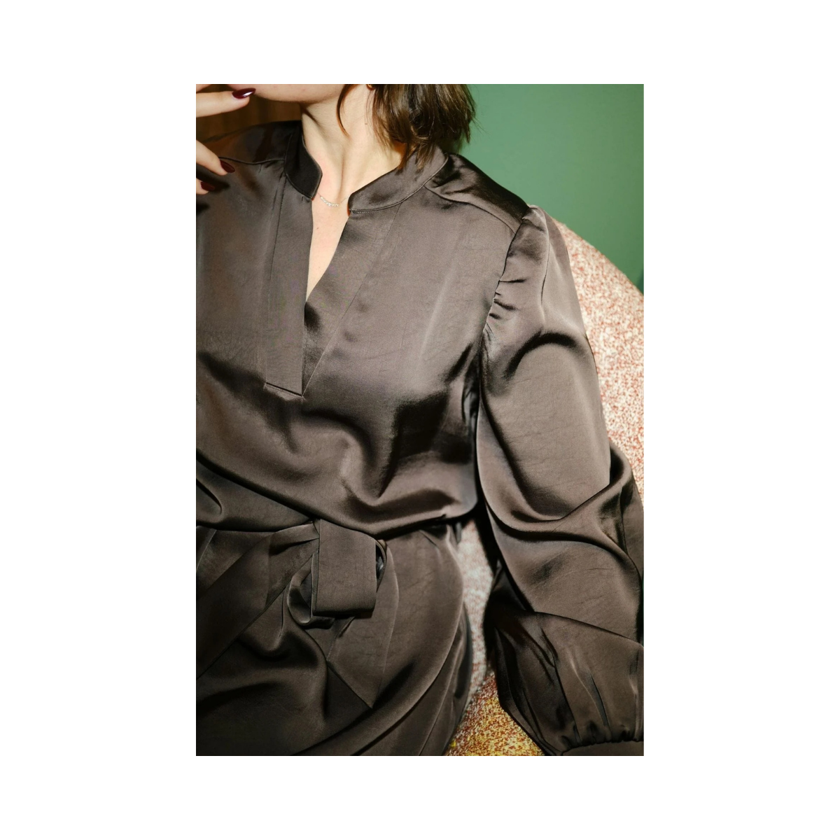 Rolana Heavy Sateen Dress - Dark Brown