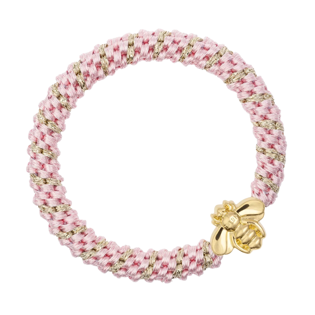 Fat Hair Tie W/Gold - Cotton Candy Stripe W/Bee