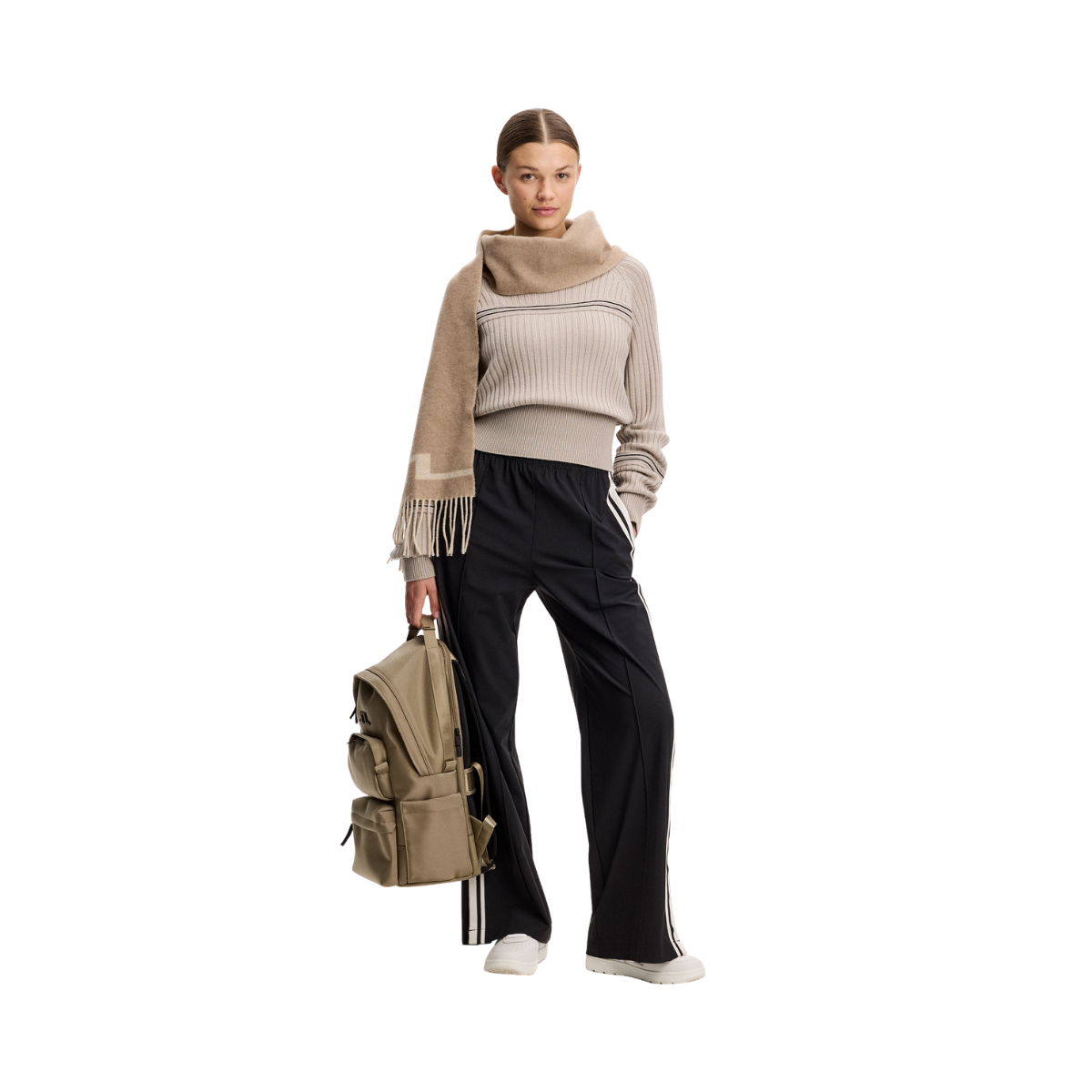 Hilda Knitted Rib Hoodie - Moonbeam