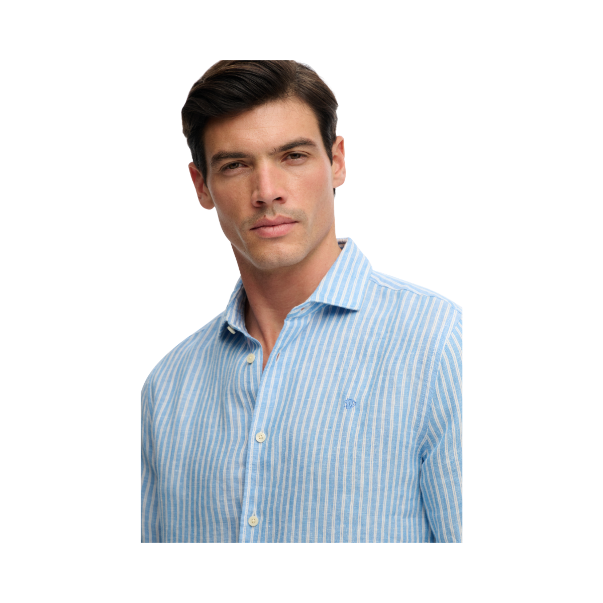 Riviera L/S Linen Shirt - Classic Blue Stripe