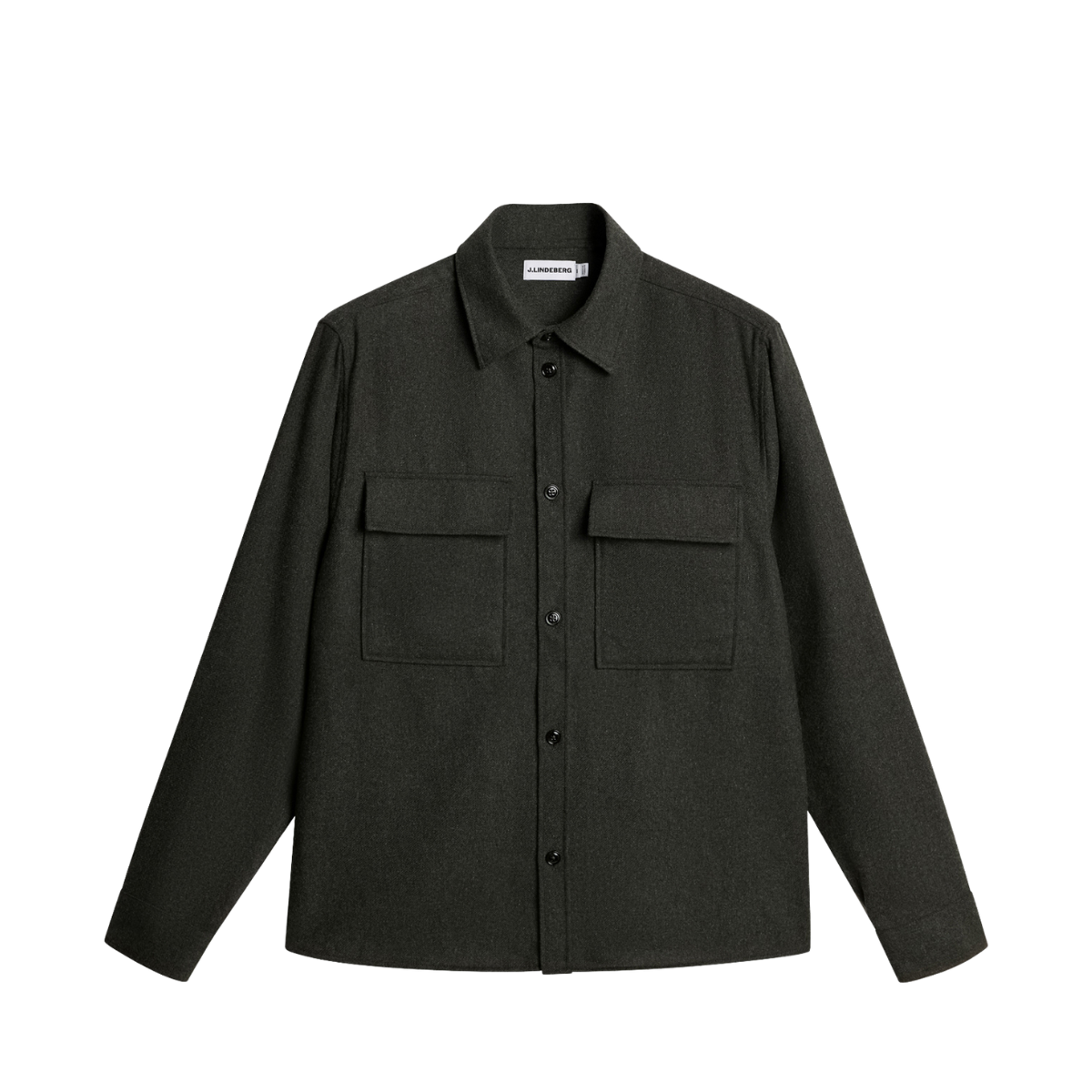 Flat Wool Overshirt - Forest Green