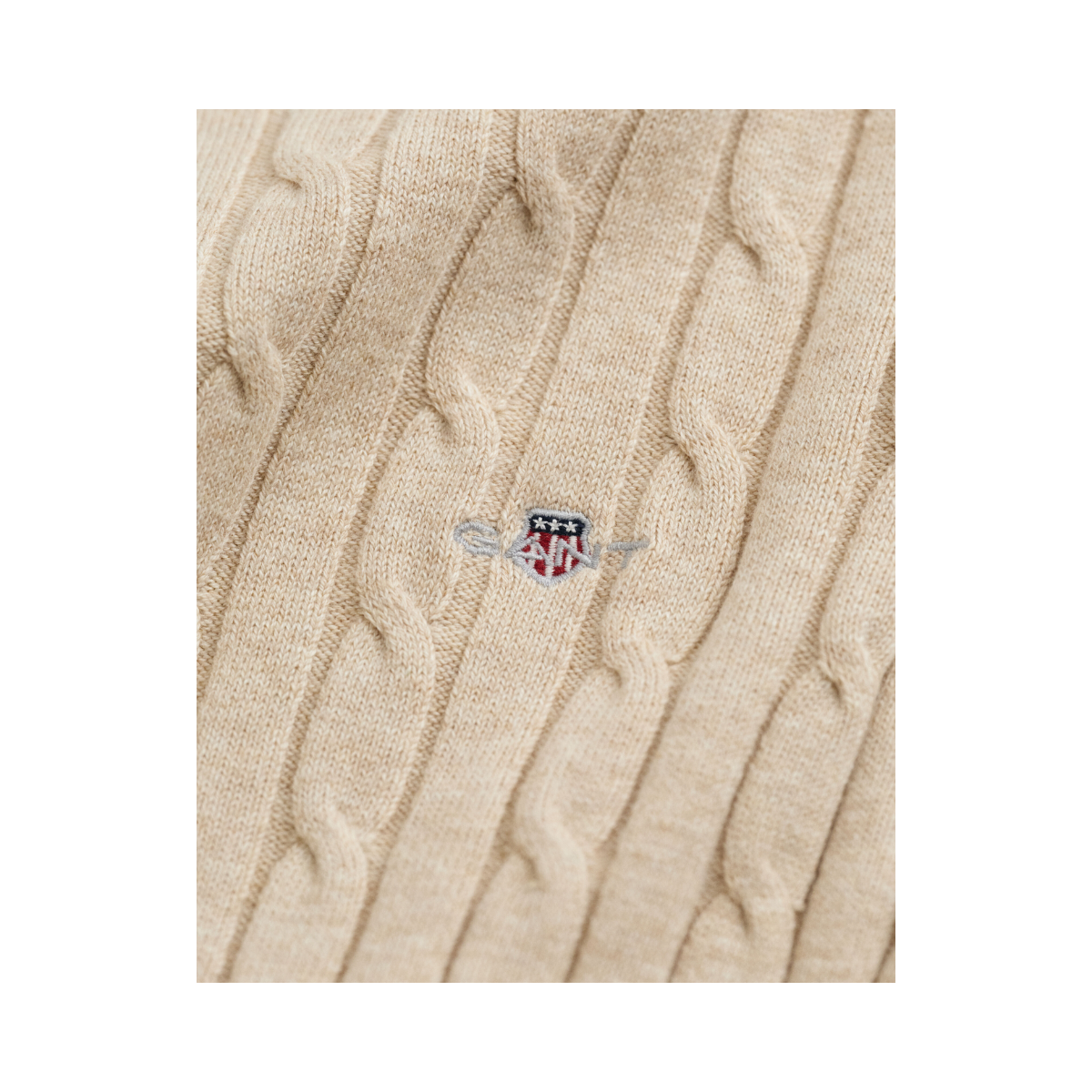 Stretch Cotton Cable C-Neck - Seed Melange