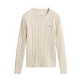 Stretch Cotton Cable C-Neck - Faded Beige