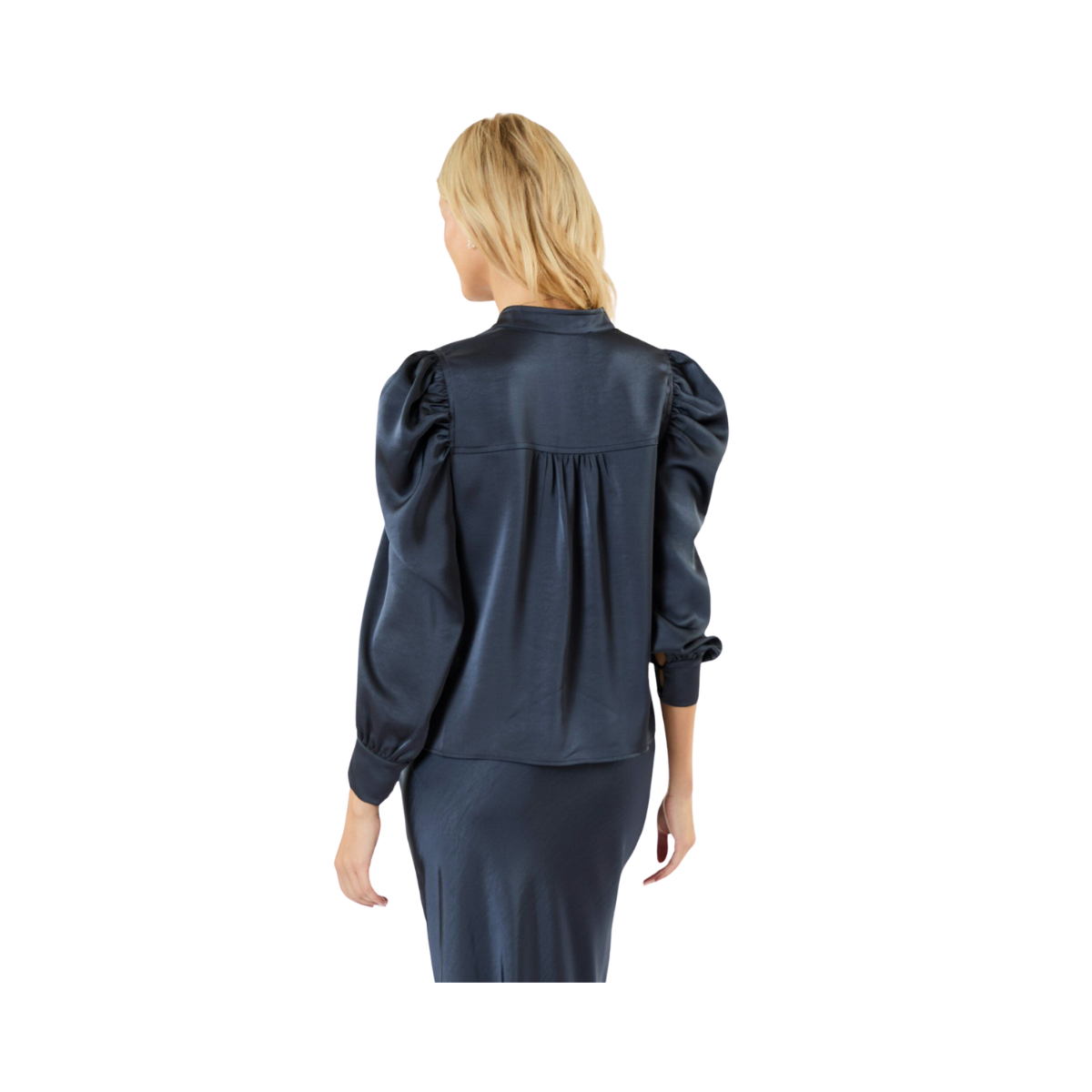 Rosslyn Heavy Sateen Blouse - Navy