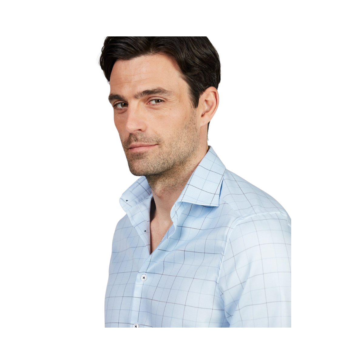 Slimline C75 RM cuff - Light Blue Check
