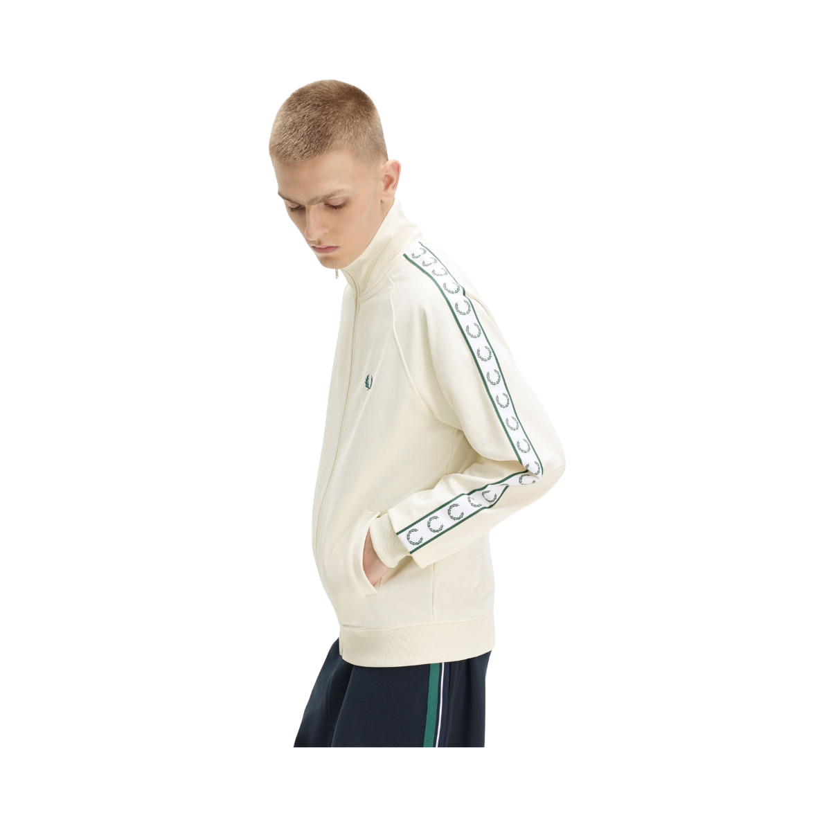 Contrast Tape Track Jacket - Ecru