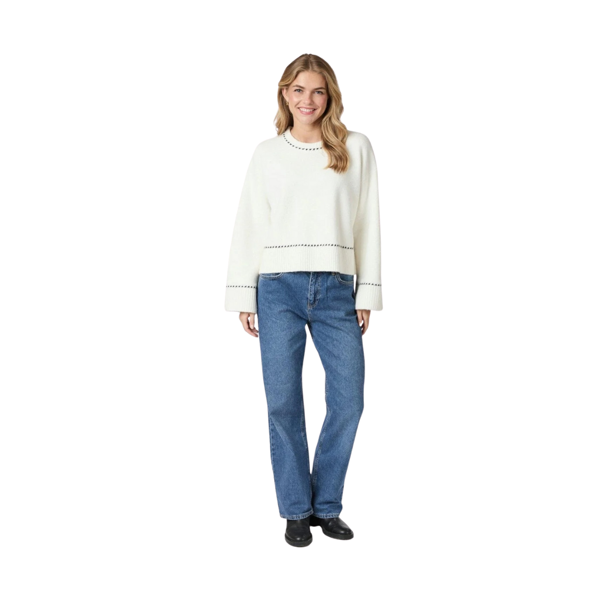 Roeme Knit Stitch Blouse - White