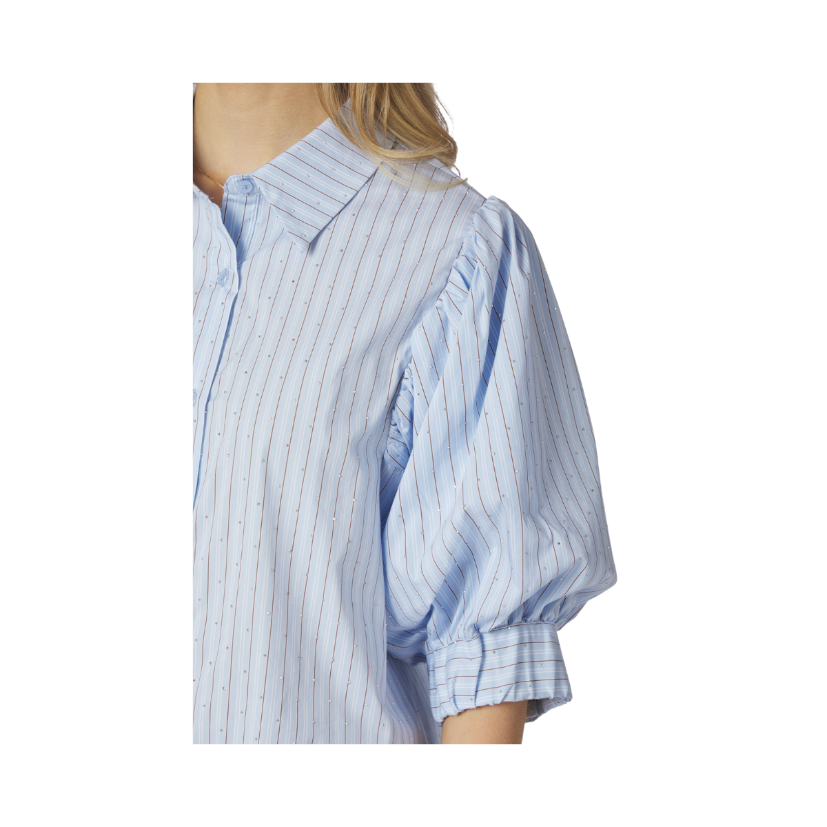 Etta Stripe Stone Shirt - Light Blue