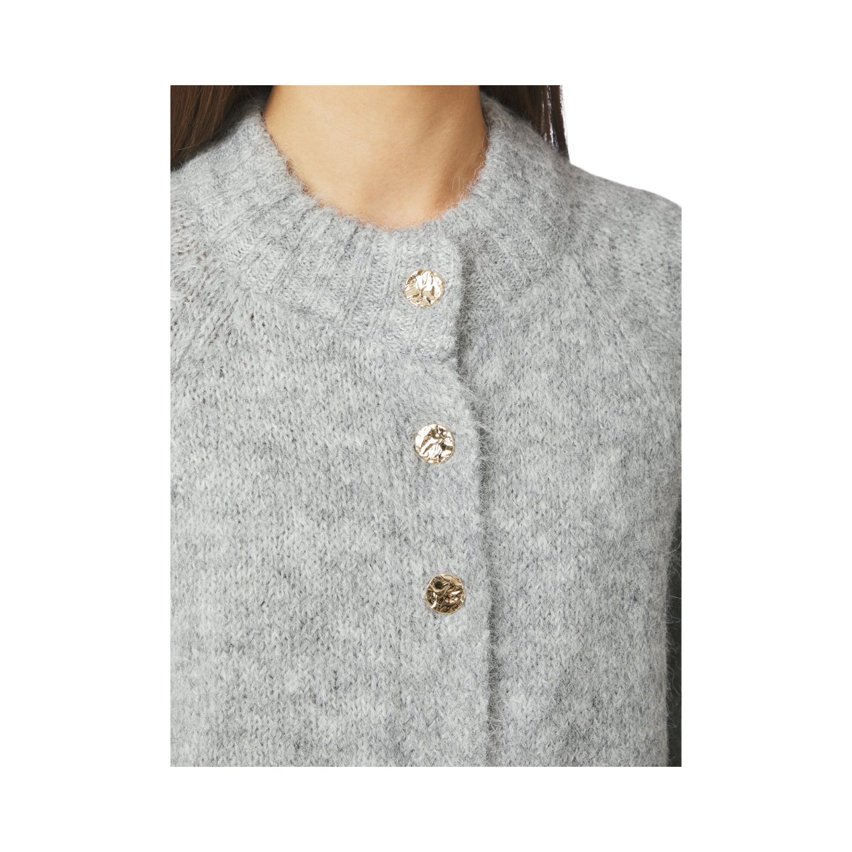 Benuta Fluffy Knit Cardigan - Grey Melange