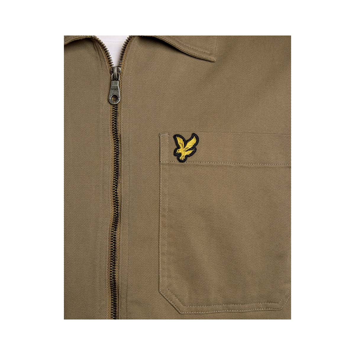 Enzyme Wash Zip Through Overshirt - Khaki Ash