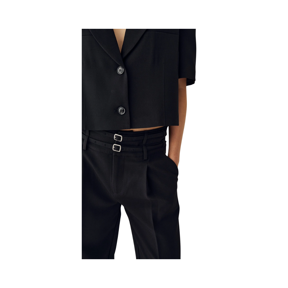 Leanne Crop Blazer - Black