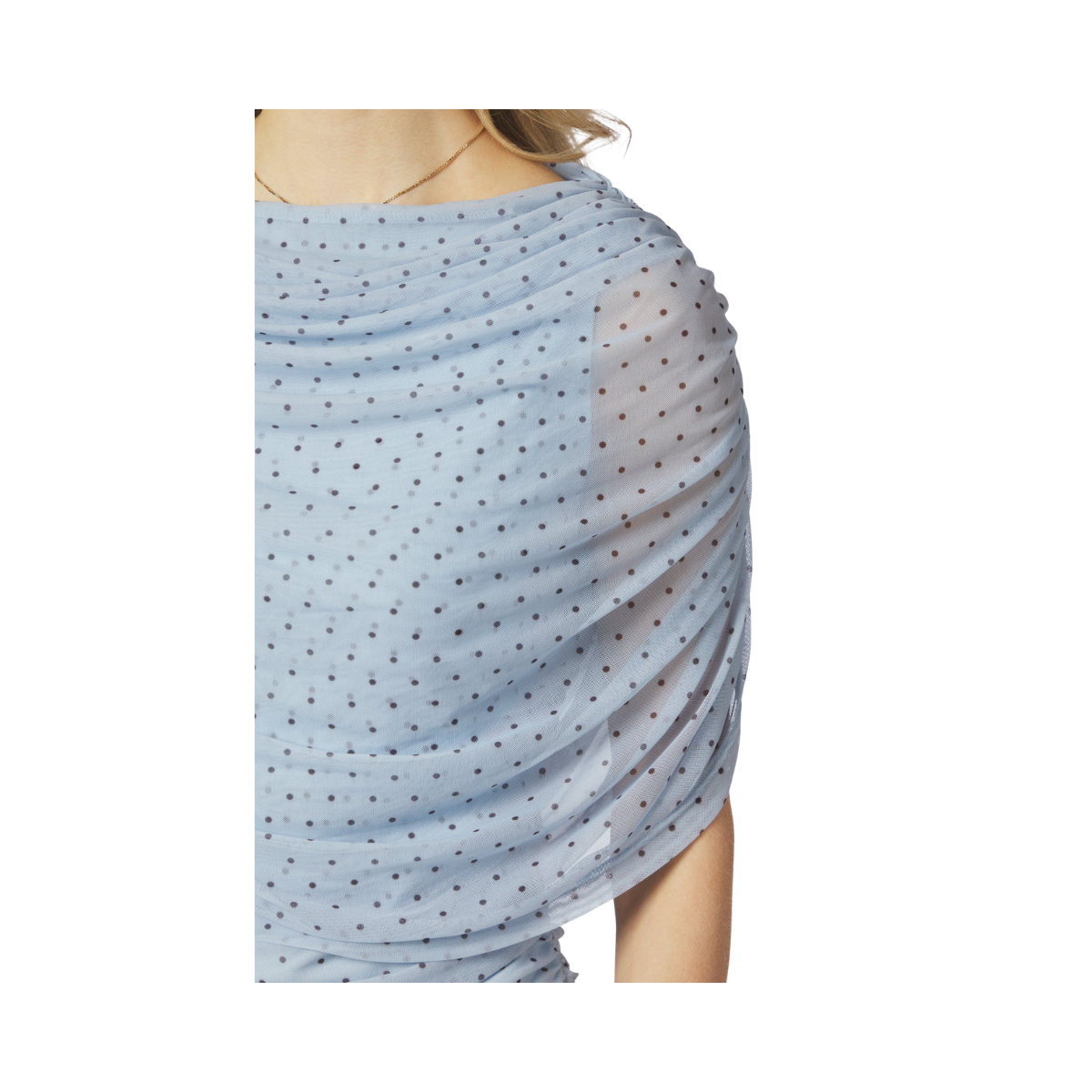 Cottuna Dot Drapy Mesh Top - Light Blue