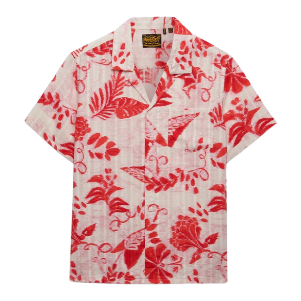Beach Printed S/S Shirt - Ikat Floral Red